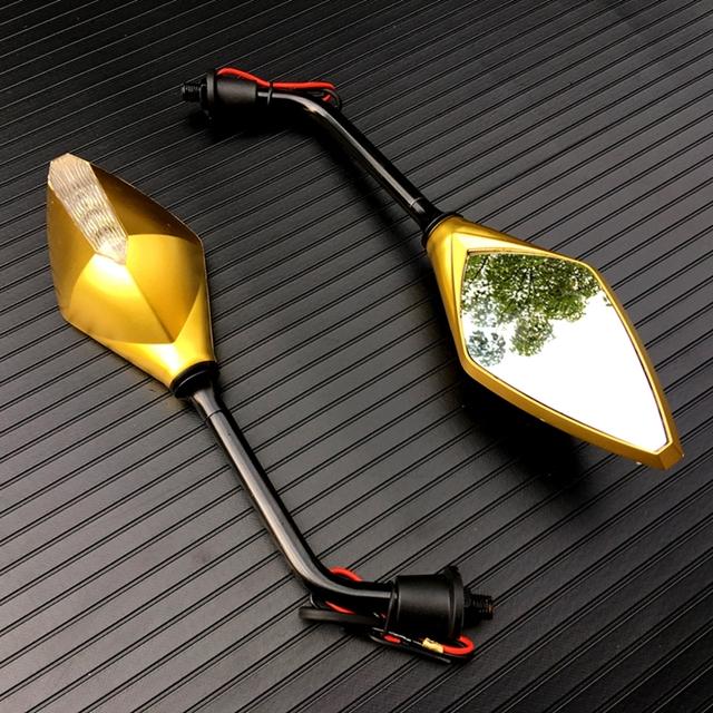 Motorcycle Led Turn Signals Rearview Mirror Scooter E -Bike Rear View Mirrors Back Side Convex Mirror 10mm E -Bike Motorbike