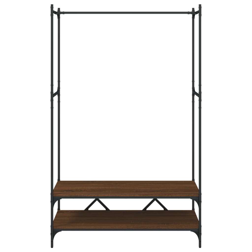 Coat Rack with Shelves Brown Oak Effect Wood Based Material