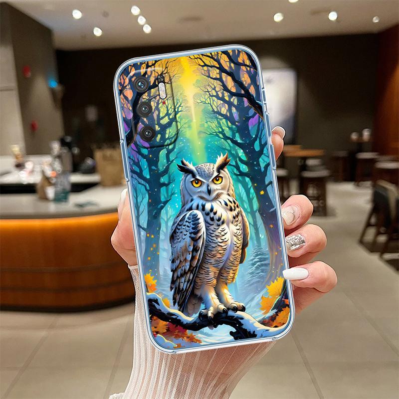 RE16 Cartoon Art Owl Transparent Phone Case for Samsung Galaxy A04 A04S A14 A23 A34 A54 M23 M33 M52 M53