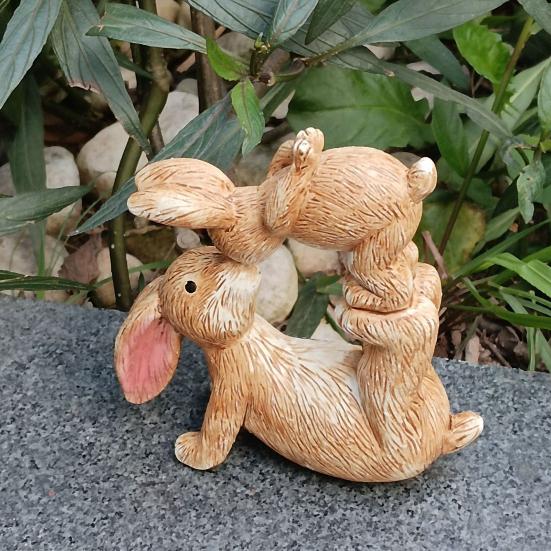 Статуэтка кролика из смолы Yousheng, скульптура кролика для занятий йогой, родитель и ребенок, пасхальный кролик, украшение для сада, двора, домашнего декора, настольная демонстрация