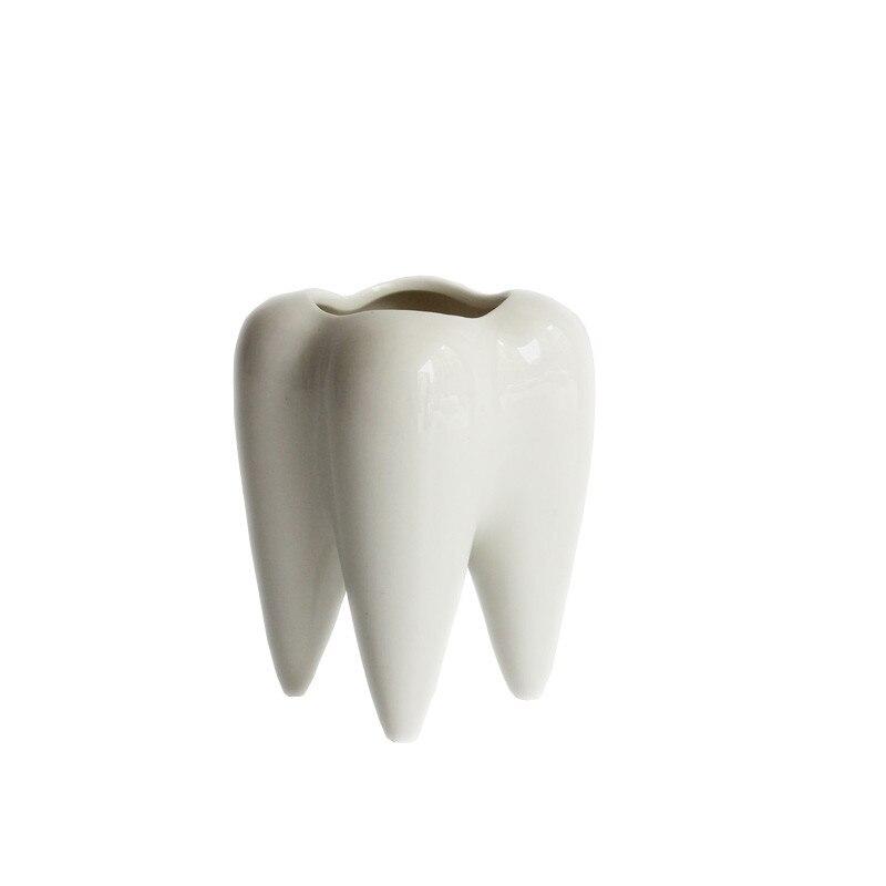 Белый керамический цветочный горшок в форме зуба, суккуленты, геометрический мини-офисный настольный горшок, домашний декор, подарок