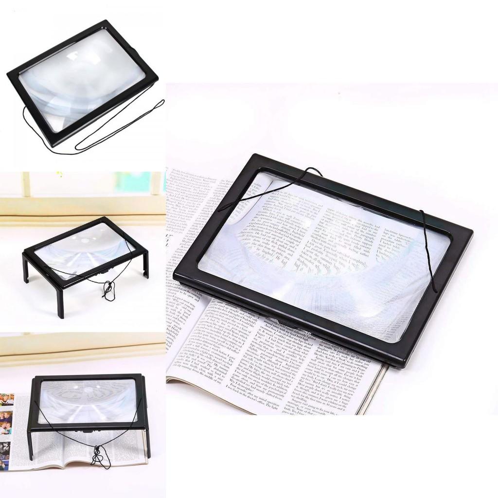 Foldable Portable A4 Rectangular 3x Reading Magnifying Glass With Led Light For Senior Use Creative Desk Accessory