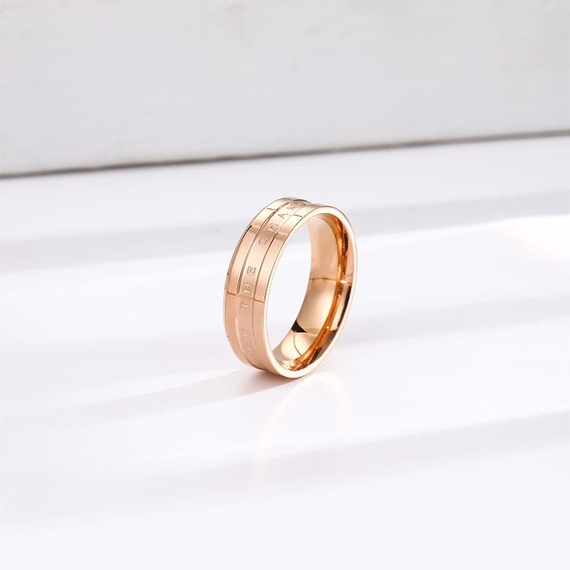 European and American Simple Wide Version English Titanium Steel Ring for Women Cold Style High-end