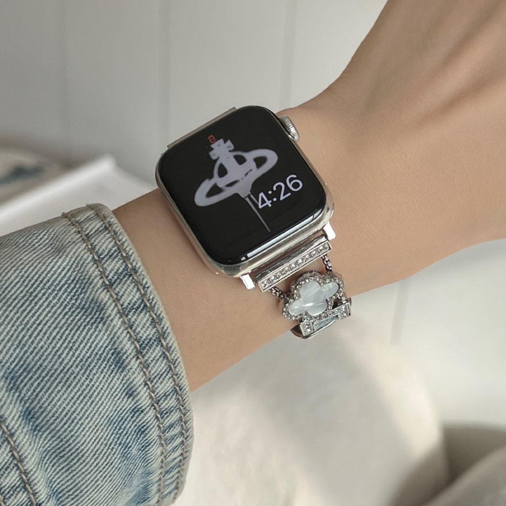 Ремешок из ткани и металлической цепочки для Apple Watch All Series Correa 45 мм 49 мм 44 мм 41 мм 40 38 42 Браслет Cowboy для iWatch Band