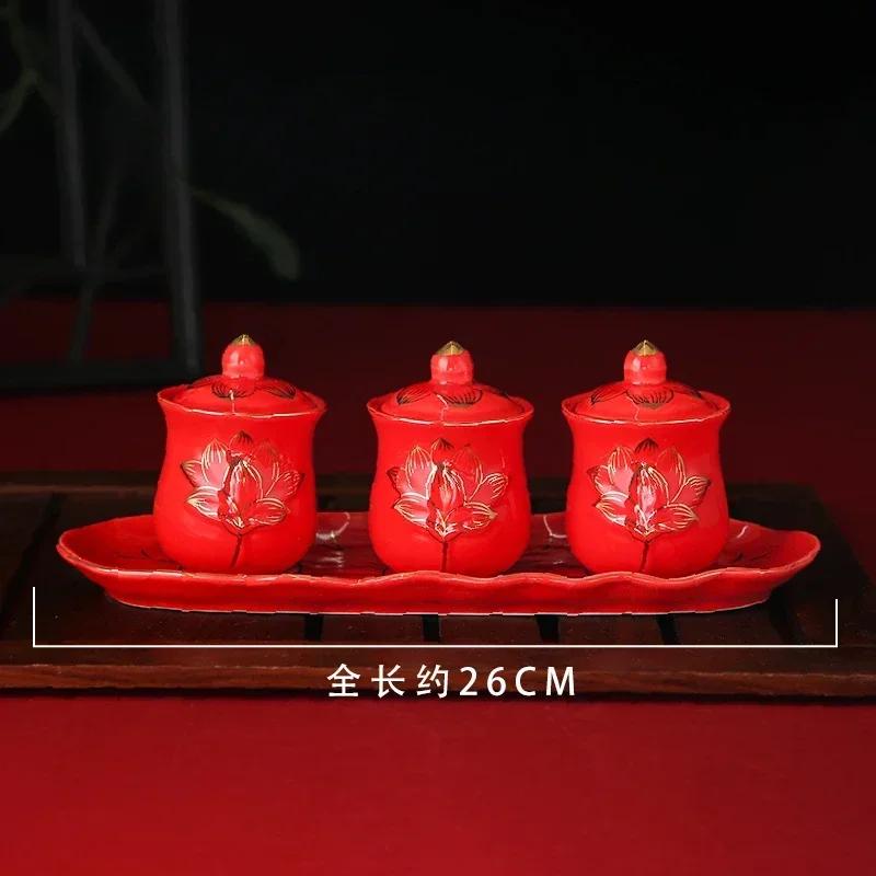 4 шт./лот Китайская креативная керамическая чашка для воды для использования Буддой: Бытовая чашка для воды Лотос Бодхисаттвы перед Буддой Фэн-шуй