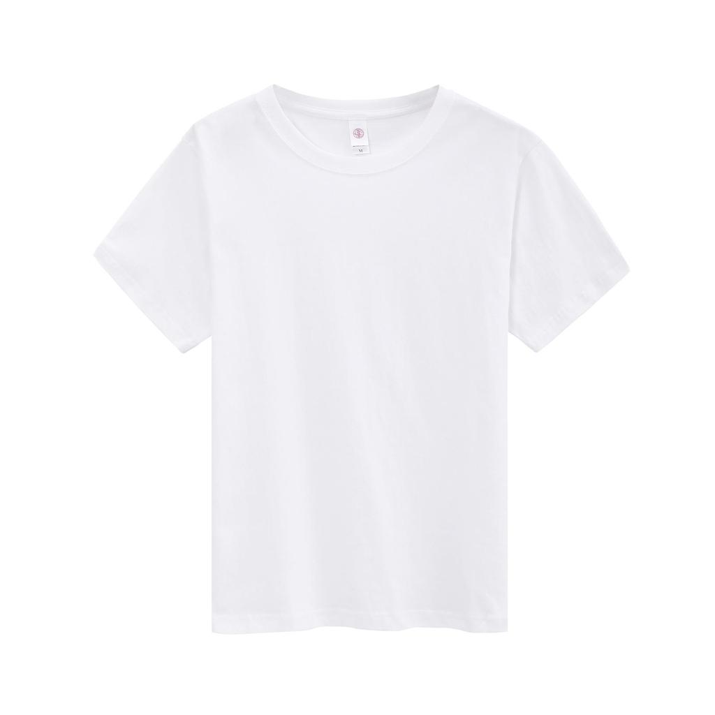 230 г хлопковая пустая футболка для мужчин и женщин, свободная повседневная толстая круглая шея, чистый белый цвет с короткими рукавами