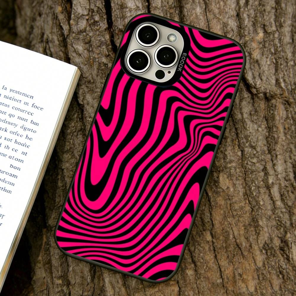 Linear form Phone Case For iPhone 17,16,15,14,13,12,11 Plus,Pro Max,XS,Colorful Silver Black Cover