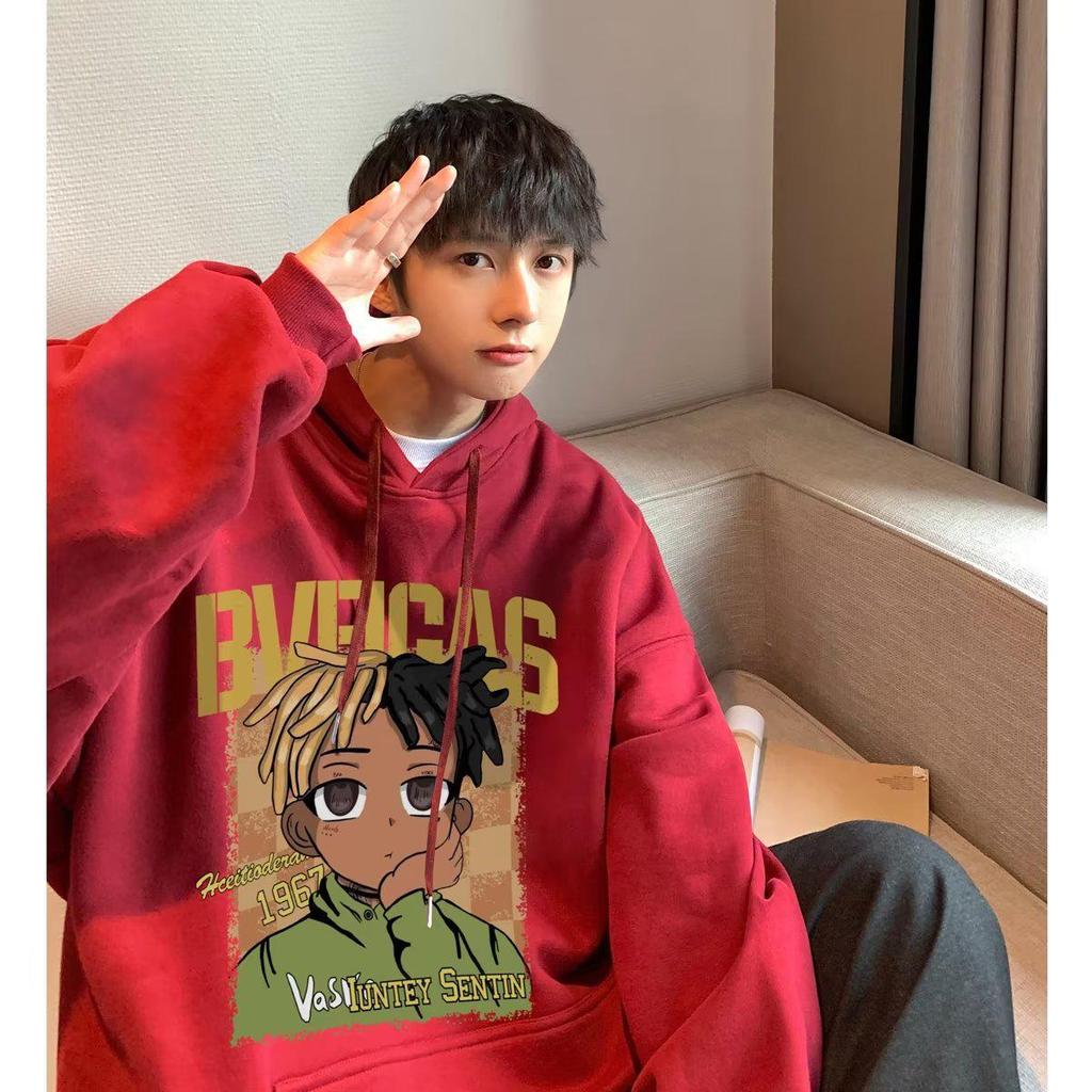 Men's Heavyweight Hooded Sweatshirt - New Autumn/Winter Plus Velvet, Trendy, Oversized.