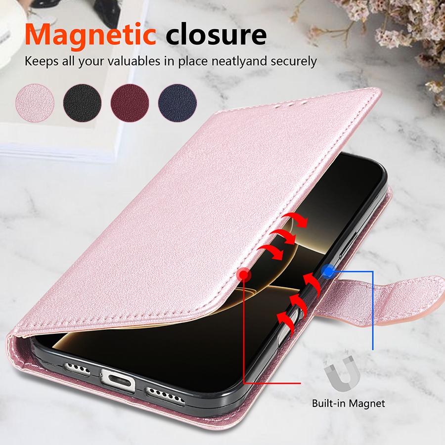 Wallet With Card Slots Classic Style Magnetic Flip Leather Case For iPhone Air 17 Pro Max 16 Plus 15 14 13 Shockproof Card Bag