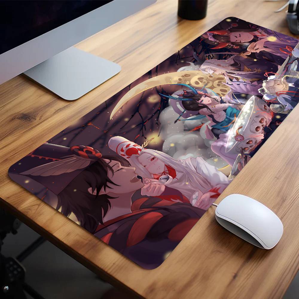 Игровой коврик для мыши Onmyoji, большой коврик для игровой клавиатуры, с прорезиненным краем, компьютерные и офисные аксессуары