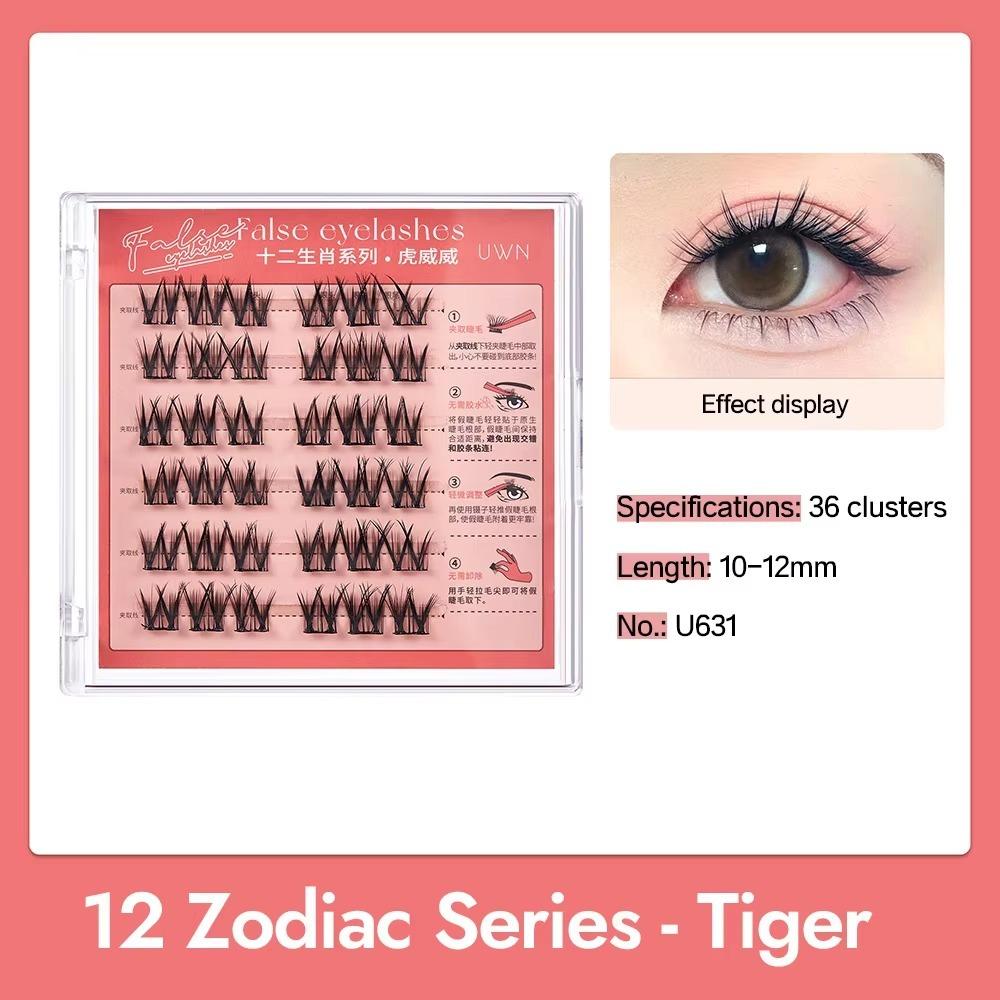 Press On Self Adhesive Cluster Lashes 12 Zodiac Series Individual Eyelash  DIY Eyelash Extension