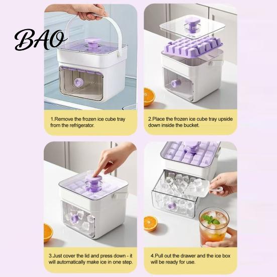 Portable Ice Tray Box 2-In-1 Tray, Maker And Storage Bin Set, Large Capacity 25-Cell Picnic Cube One-Click Easy Release Maker, for Camping Outdoor Use