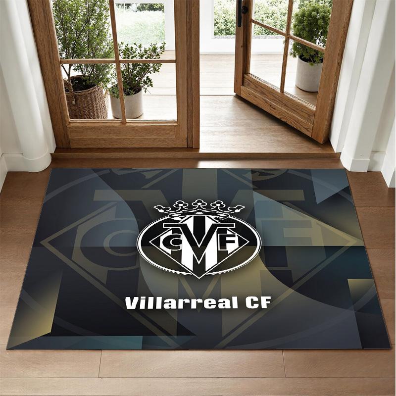 Villarreal FC Design Crystal Velvet Rug Soft Decorative Mat for Bedroom Entrance