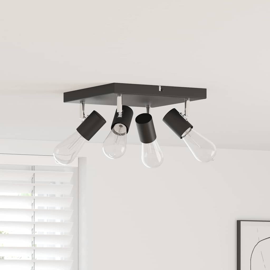 Black Ceiling Spotlight with Adjustable Spotlights 26.5 x 26 x 11.5 cm Metal