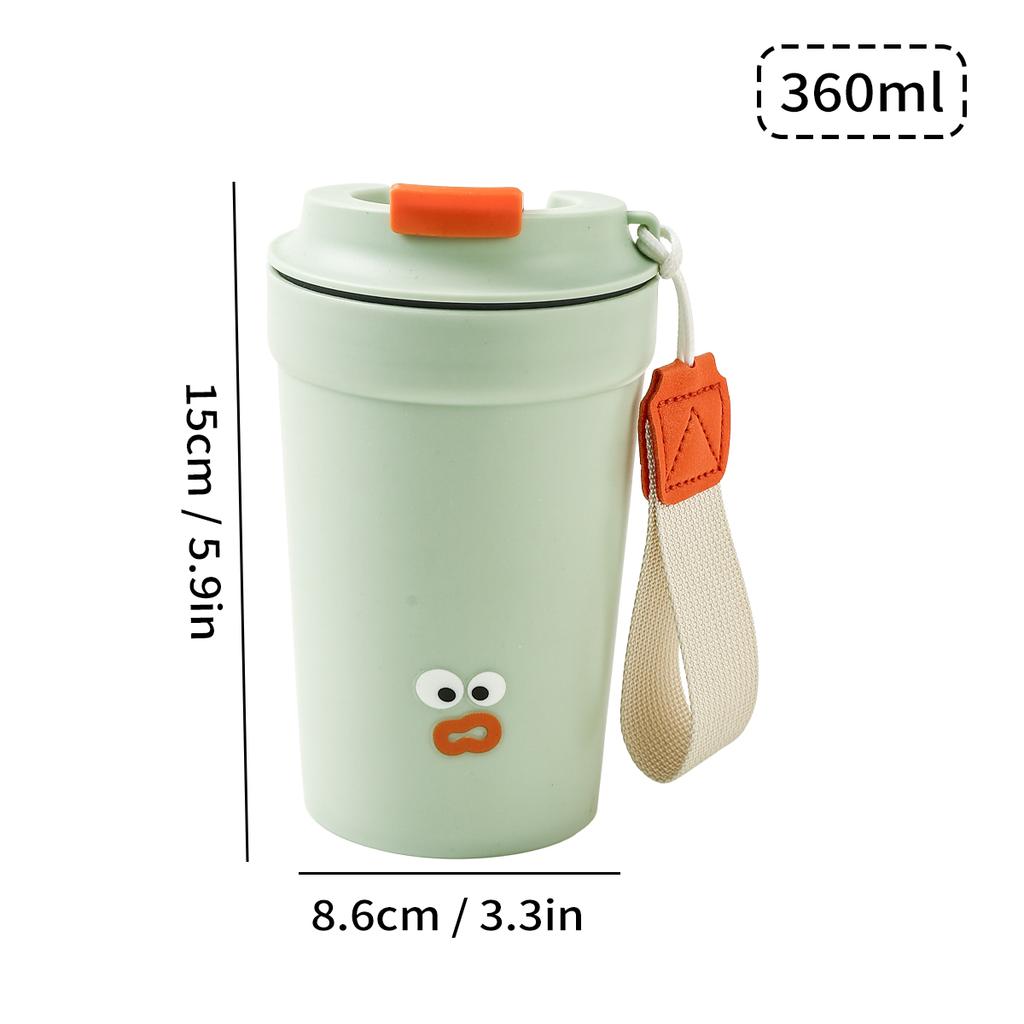 WORTHBUY Plastic Mug Portable Coffee Mug Leak-proof Water Mug With Rope Multipurpose Heat-resisting Milk Mug Cute Tea Mug 360ML
