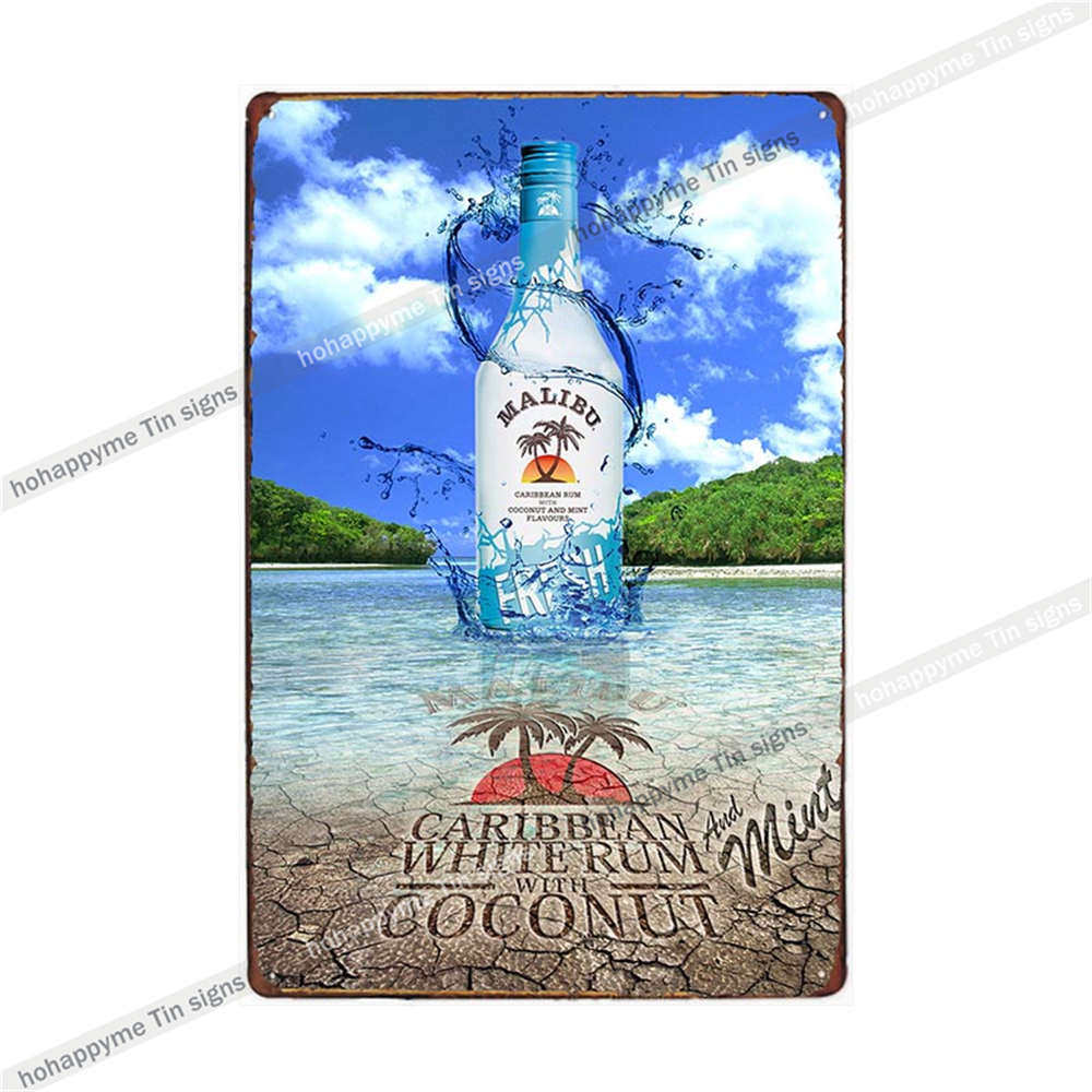 Малибу Жестяная Табличка Ром Металлическая Картина Табличка Для Бара Паба Клуба Кафе Наклейка На Стену Украшение Семейный Постер Тарелки 20x30см