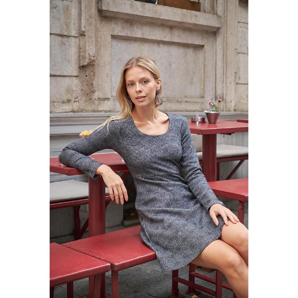 Зимняя юбка с рисунком, платье из гибкой ткани Kilos из шерсти, черная диагональ