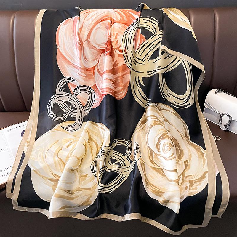 Design Satin Silk Shawl Hijab Scarf Women Fashion Summer Sunscreen Beach Stole Wraps Bufanda Female Headkerchief Echarpe New