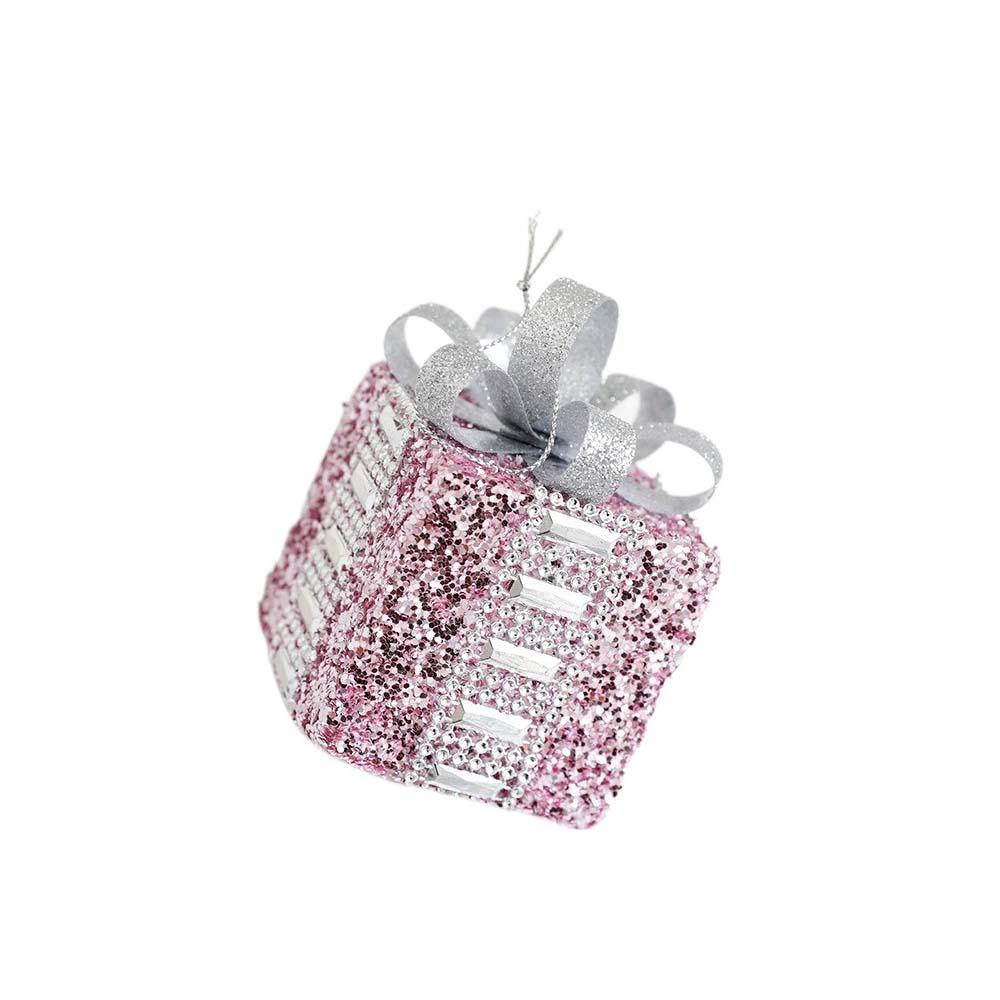 Sequined Pink Christmas Balls 8cm Xmas Tree Pendant Christmas Tree Hanging Ornament  Living Room