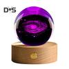 Faux Crystal Ball Light Calming Cosmic Night Light Clear Lighted Stellar Spheres with Wooden Base for Bedside Table Desk