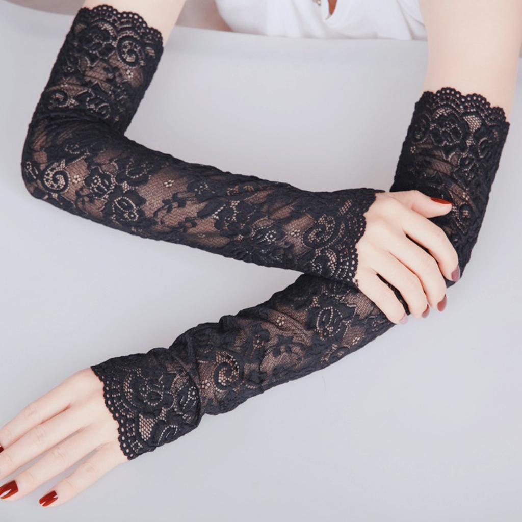 Lace Flower Arm Covers Sun Protective Arm Sleeves Women Fashion Arm Protectors for Driving Cycling and Outdoor Activity