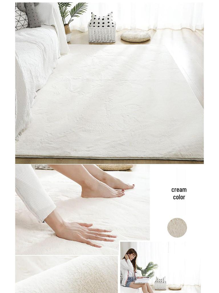 Плюшевый ковер из искусственного кроличьего меха для гостиной, спальни или эркерного окна – машинная стирка, толстый и с полным покрытием.