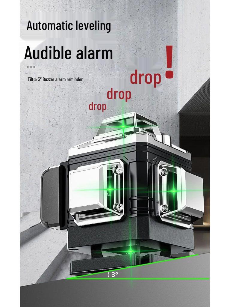 Высокоточный 16-линейный зеленый лазерный уровень с автоматической проекцией для стен и пола