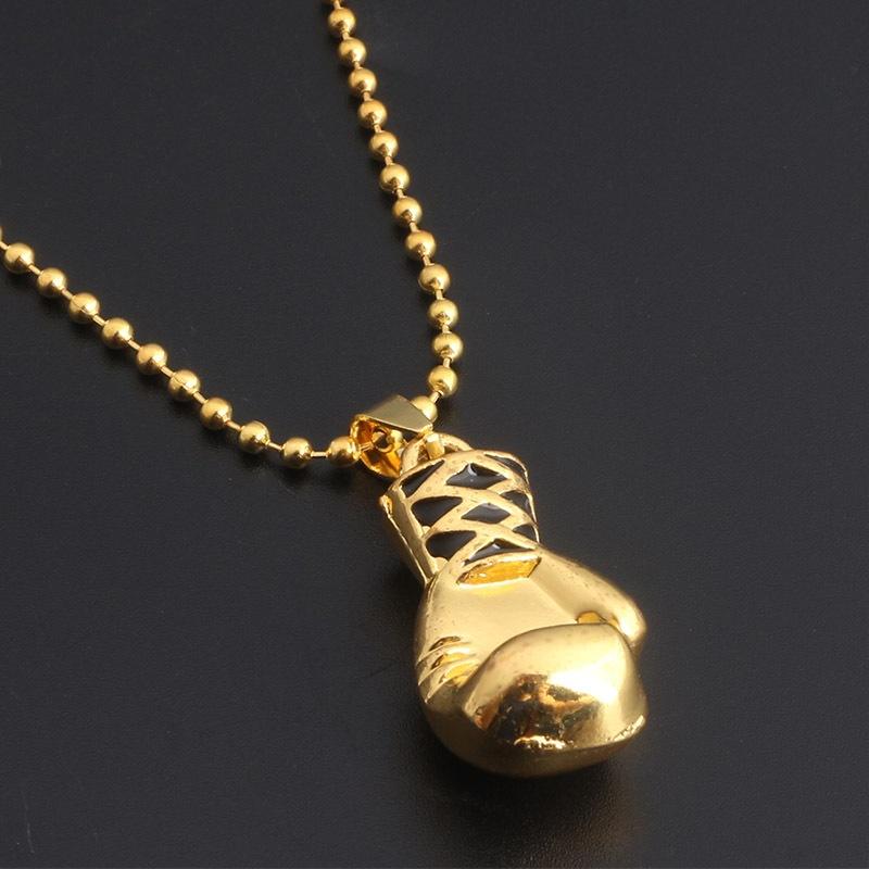Punk Style Stainless Steel Gold Color Silver Fitness Boxing Glove Fists Pendant Necklace