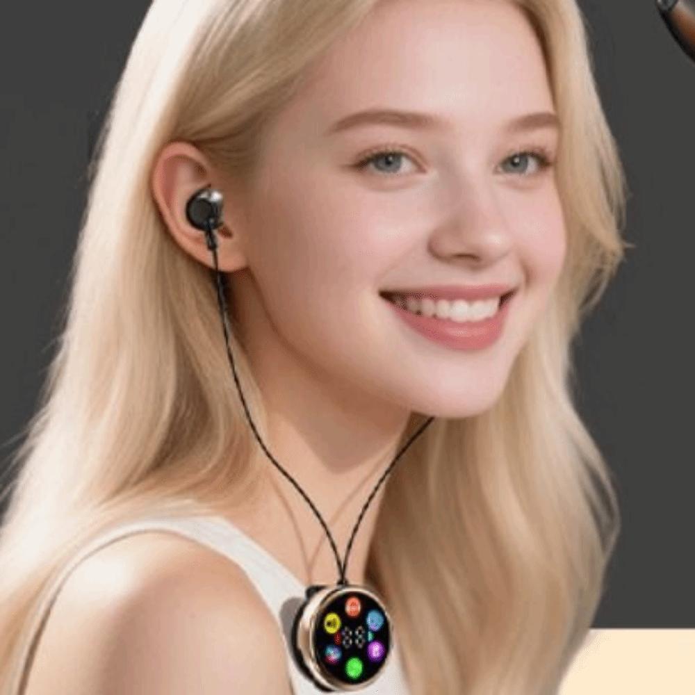 Noise Reduction Bluetooth Earphones LED Color Screen Clip-On Earphones Lavalier Earphones Karaoke