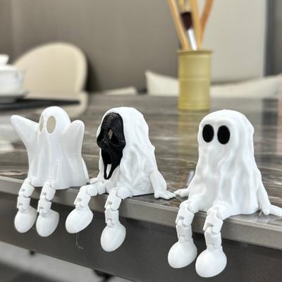 1/3 шт. 3D-печатная фигурка привидения на Хэллоуин, фигурка привидения с подвижными суставами, статуэтка привидения с шарнирными ногами, мини-игрушка-непоседа в виде привидения для снятия стресса, украшение