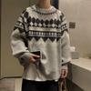 Мужской винтажный рождественский свитер в стиле Fair Isle - Толстый, уютный, в японском ретро-стиле