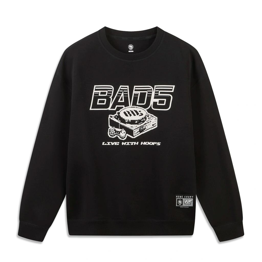 Men's Li-Ning Basketball Collection Sweatshirts Men's Black Crew Neck Moderate
