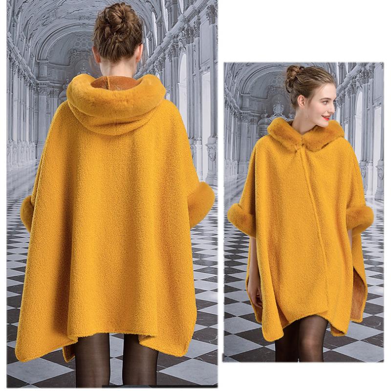5 цветов накидка из искусственного меха кролика модное пончо с рукавами «летучая мышь» зимнее теплое пальто больших размеров шляпа женская волосатая шерсть бархатный кардиган одежда