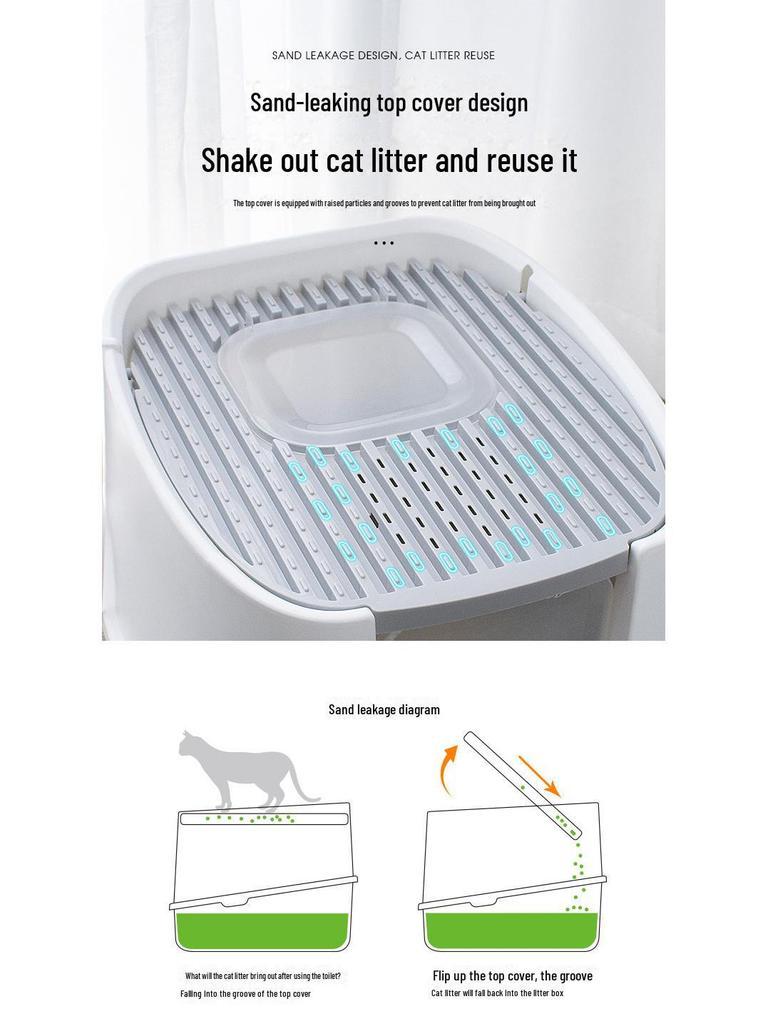 Leyoupai Enclosed Cat Litter Box - Anti-Splash, Odor-Control, Easy-Clean.