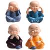 Resin Miniature Small Monk Craft Accessories Family Office Car Decoration 4PCS