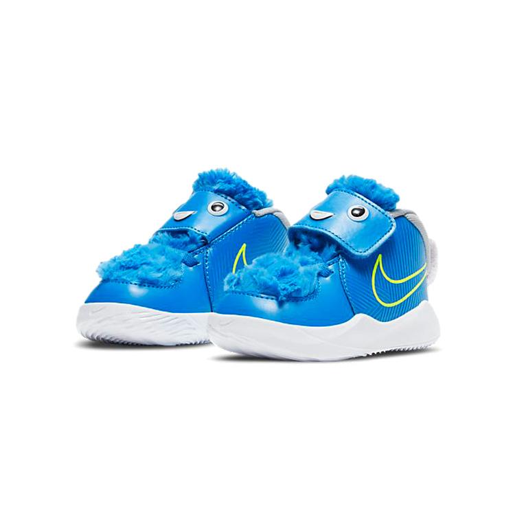 Nike Team Hustle D 9 Маленькие Нескользящие Амортизирующие Износостойкие Дышащие Низкие Детские Кроссовки Сине-белые Малыш CT4066-400