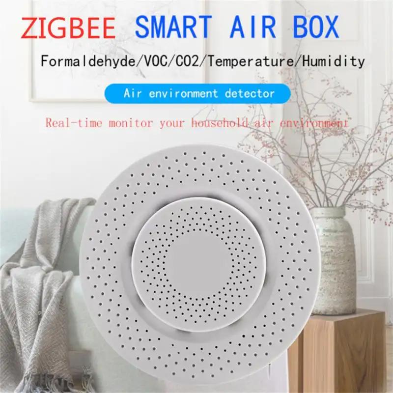 Tuya Zigbee/WiFi Датчик качества воздуха Умная воздушная коробка Измеритель CO2 Формальдегид VOC Датчик температуры и влажности Через Alexa Google