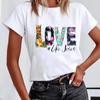 Short Sleeve Leopard Love Letter Trend Women's Print Tee Top Summer Fashion Tshirt Woman Female Basic T Clothing Graphic T-shirts