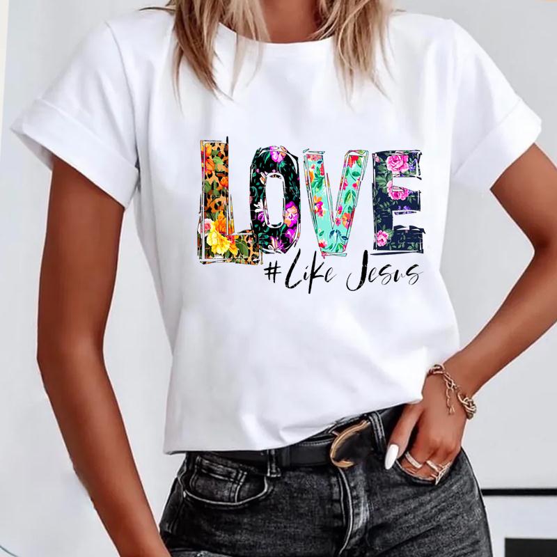 Short Sleeve Leopard Love Letter Trend Women's Print Tee Top Summer Fashion Tshirt Woman Female Basic T Clothing Graphic T-shirts