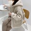 Imitation Lamb Wool Hooded Coat For Women Fall Winter Coat Button New Korean Style Small Loose Slimming And All-Matching Top