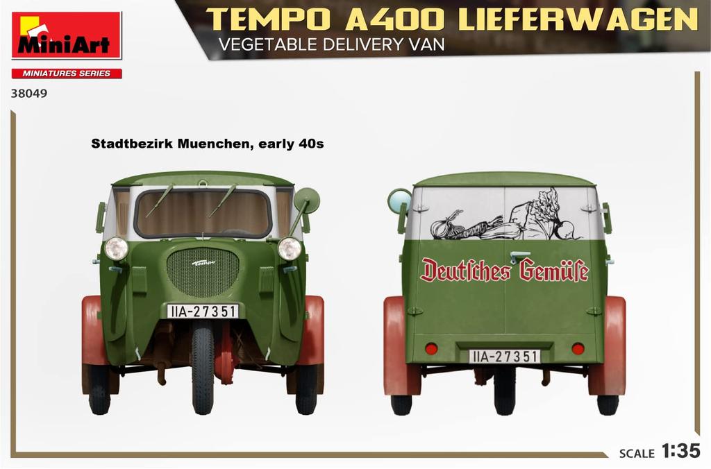 Miniart Tempo A400 Leafer Wagen Фургон для доставки овощей пластиковая модель MA38049 1/35