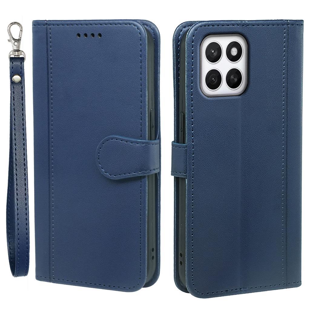 For Honor X8c 4G Wallet Case Magnetic Snap Leather Phone Cover with Strap