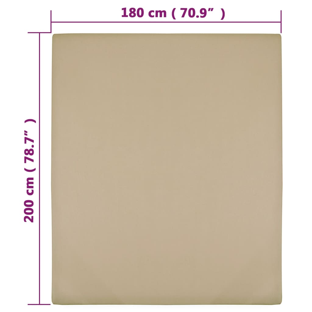 Vidaxl Prześcieradło, Taupe, 180X200 Cm, Dżersej Bawełniany