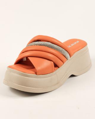 Шлепанцы на платформе 447414 36 оранжевые кожа