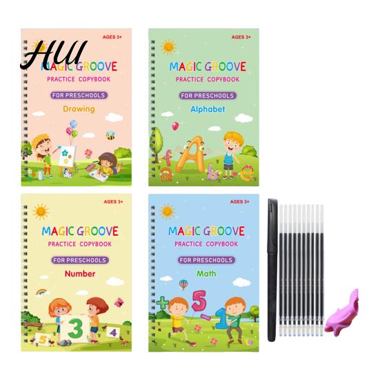 Workbook Set for Building Basic Skills in Children Grooved Copybook Kids Math Drawing Practice Book Handwriting Kids' And Painting Kit Number
