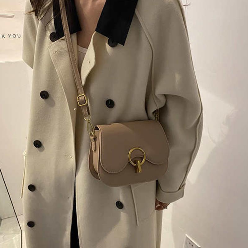 Винтажная маленькая сумка через плечо с клапаном из искусственной кожи, модная осенняя однотонная универсальная сумка через плечо