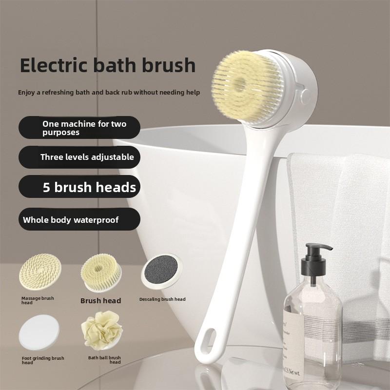 Digital Screen Electric Body Scrubber Long Handle Rotating Bath Massage Brush