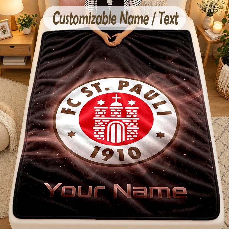 Flannel BlanketFC St. Pauli Custom Name Text Personalized Soft Warm Throw Blanket Home Decor Gift