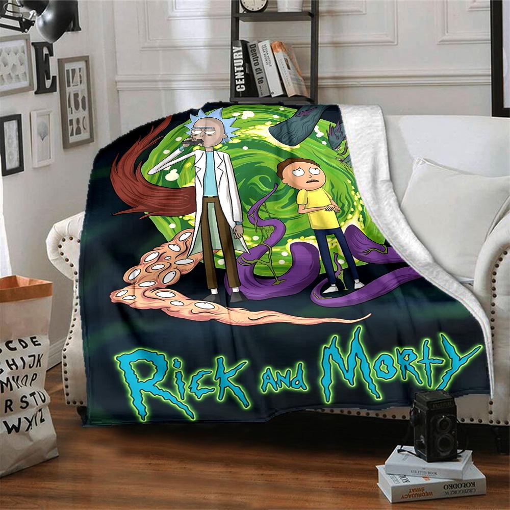 1pc Rick Morty Adventure flannel Blanket for Super Soft Cute Comfort Blanket for Travel Bedding Couch Sofa Blanket Y82576