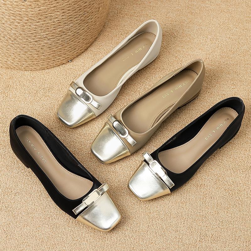 Coarse Heel Single Shoes Women's 2025 Autumn New Shallow Mouth Square Head Comfortable Thick Heel One Pedal Women's G3760-2